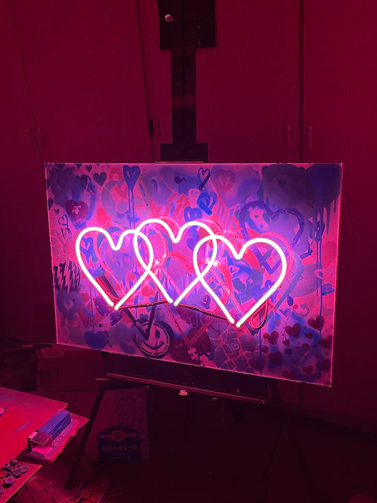 SOLD - "HEARTSCAPE" 30x24 wooden canvas mixed media