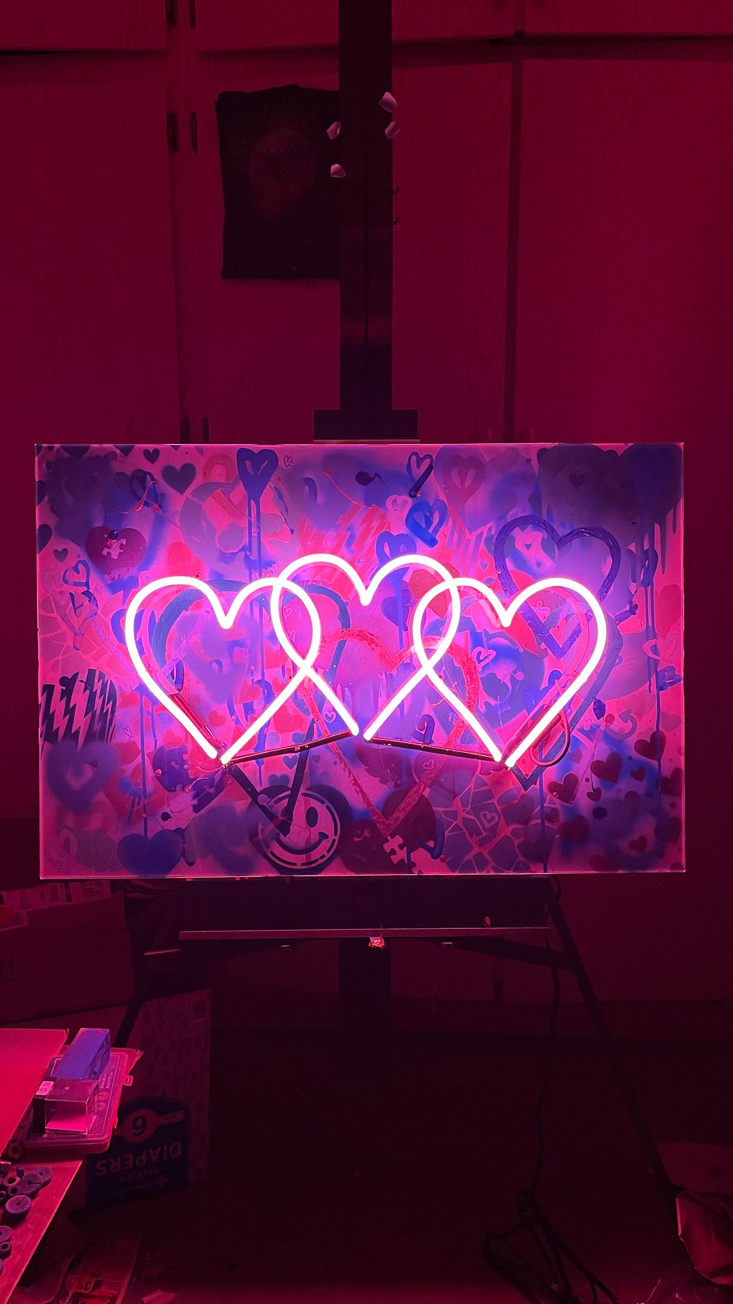 SOLD - "HEARTSCAPE" 30x24 wooden canvas mixed media