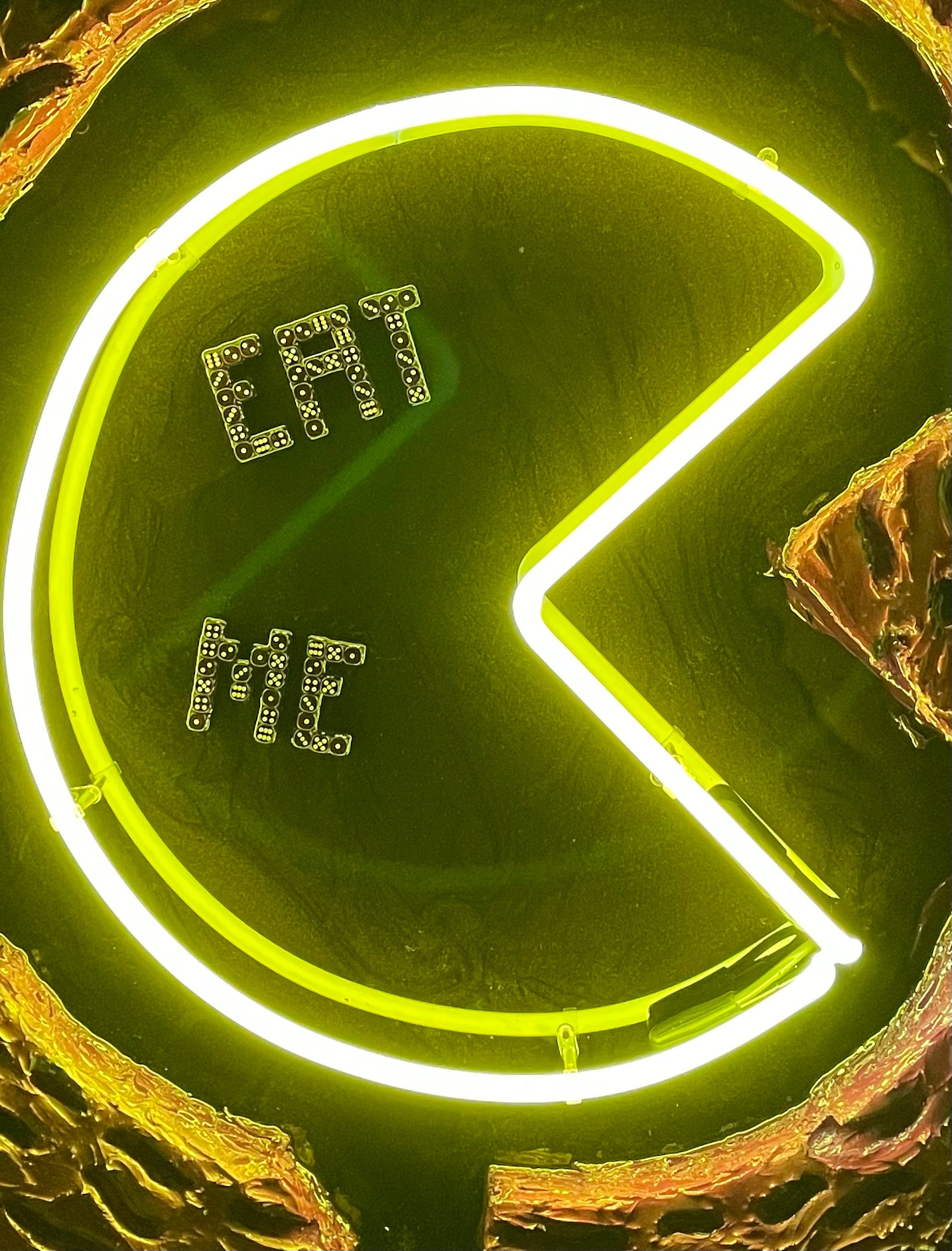 "EAT ME" 30x36 wooden canvas mixed media
