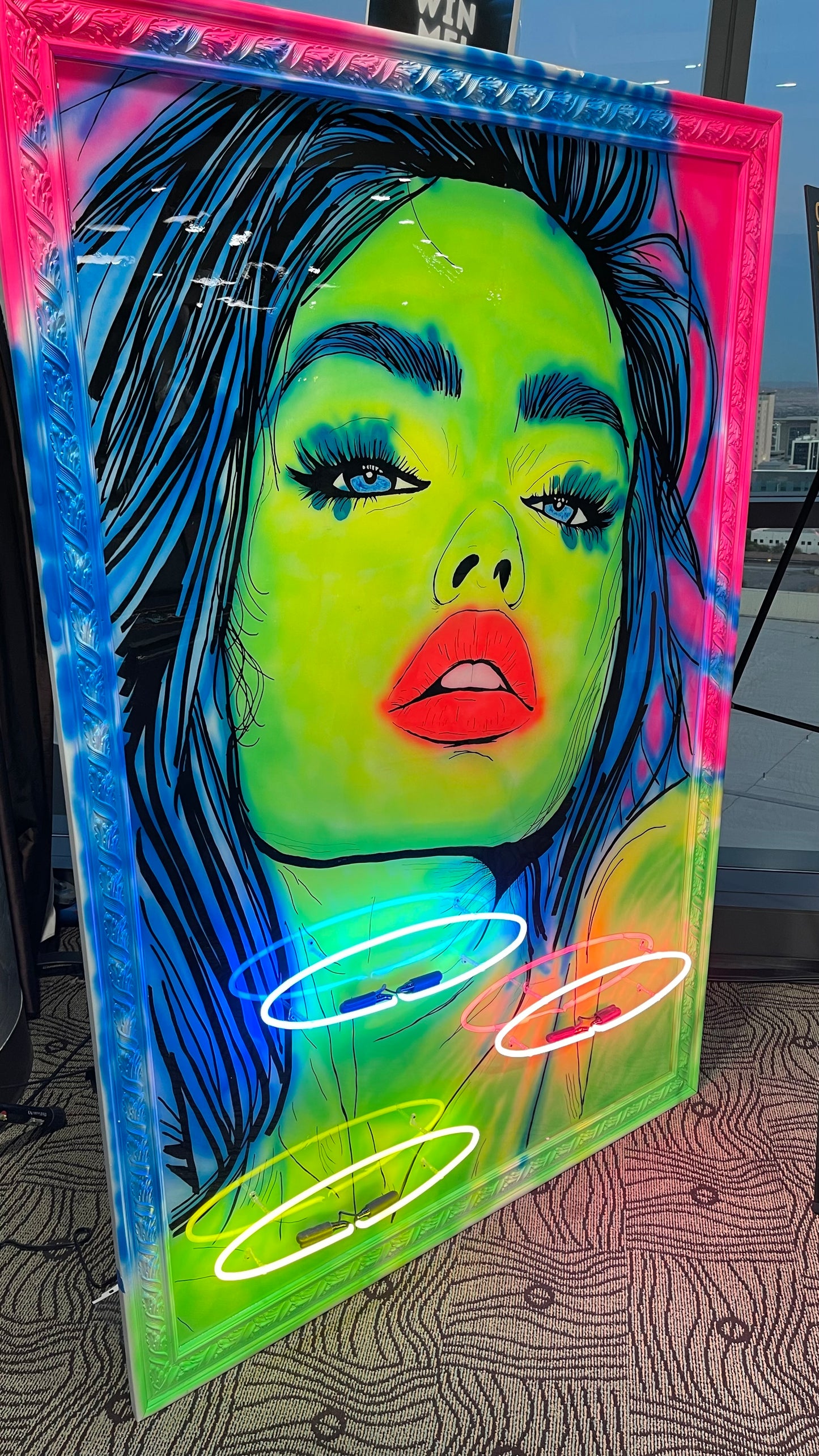 SOLD - "LADY LUCK'S EMBRACE" 48x72 wooden canvas mixed media