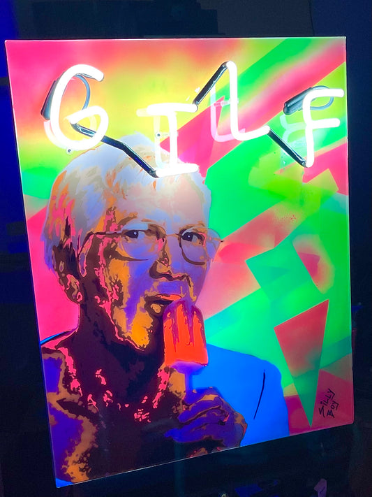 "LIFE ALERT AND CHILL" 24X30 wooden canvas mixed media