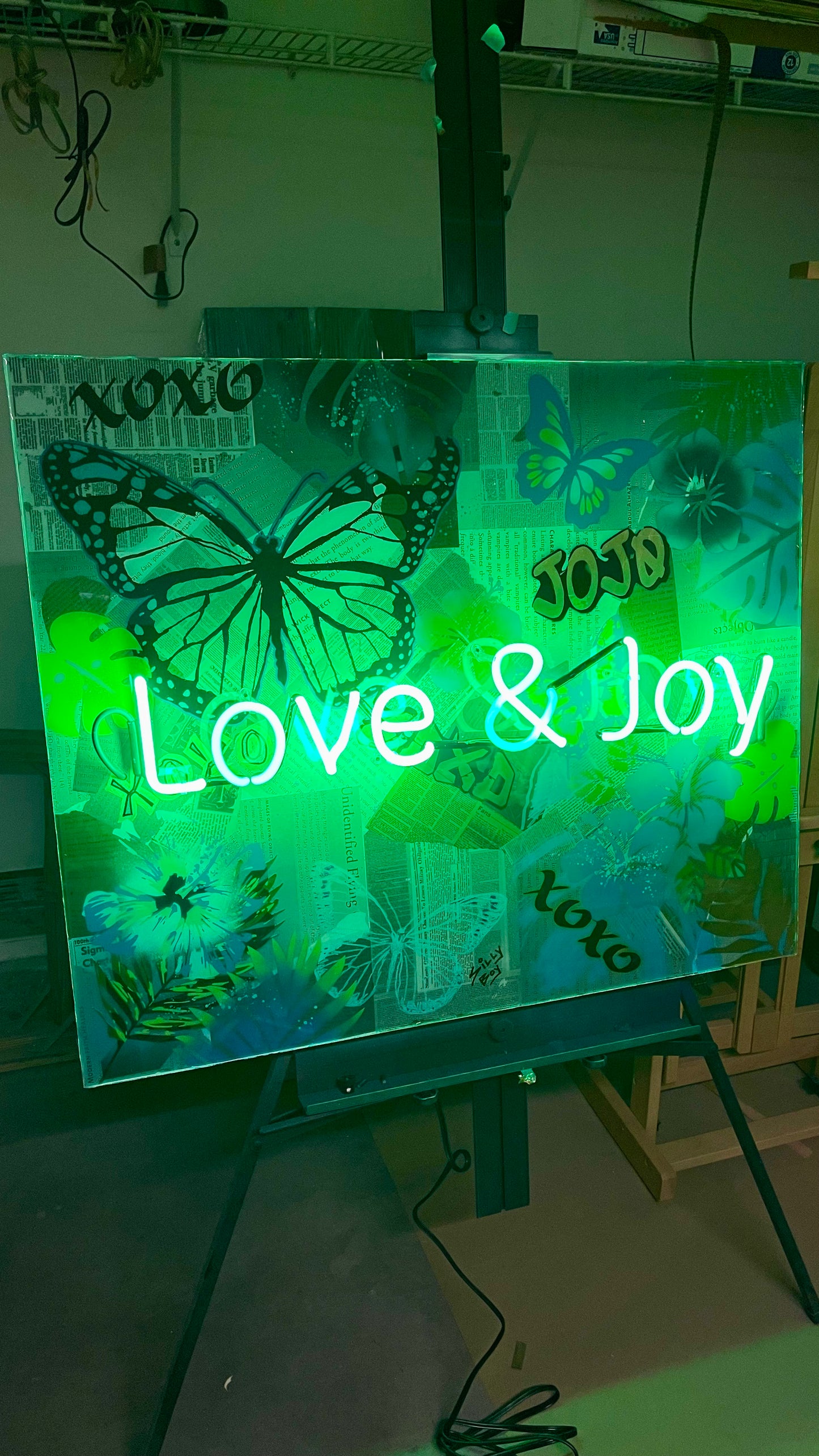 SOLD - "FLUTTER & INK 2" 36x30 wooden canvas mixed media