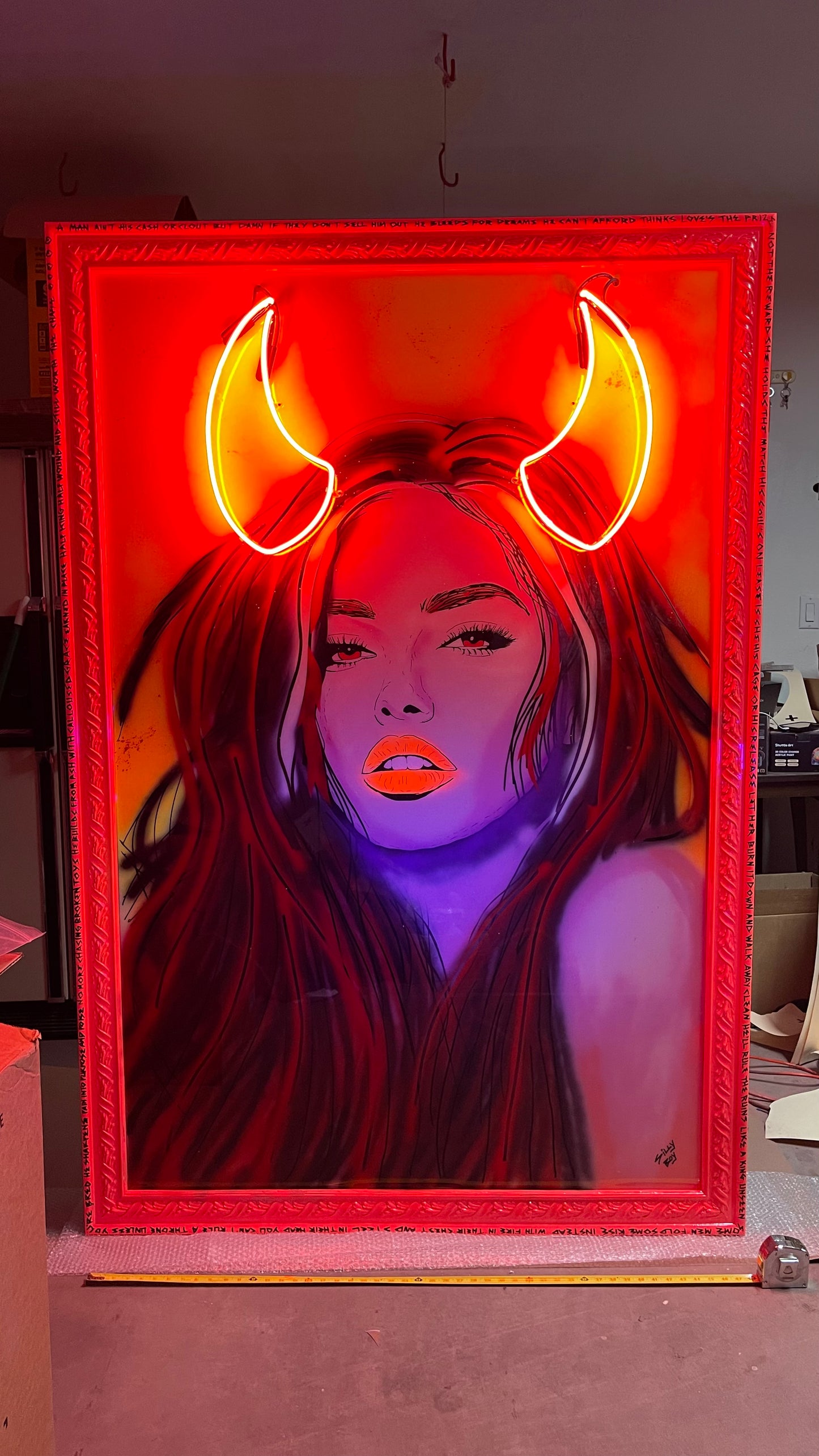 SOLD - "THE APOLOGY YOU'LL NEVER GET" 48x72 wooden canvas mixed media
