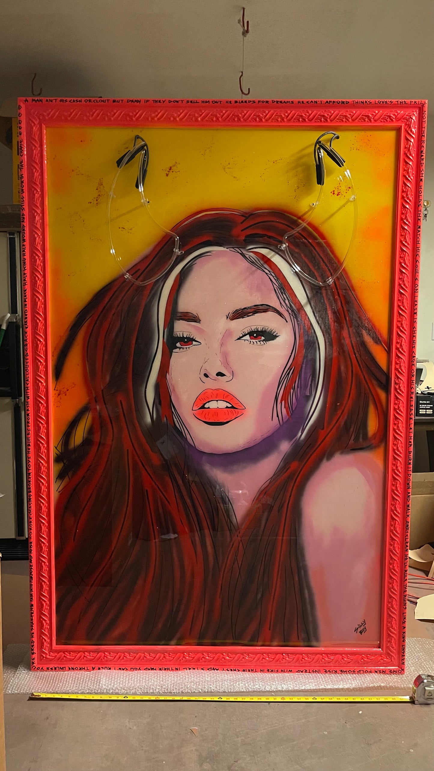 SOLD - "THE APOLOGY YOU'LL NEVER GET" 48x72 wooden canvas mixed media