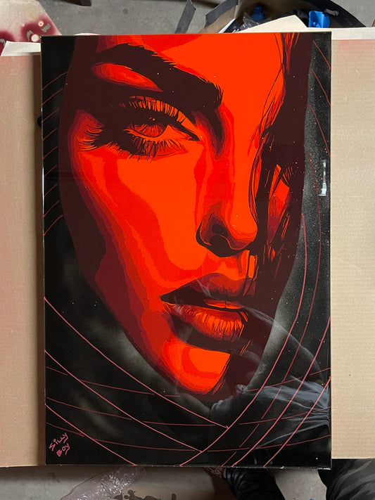"SPELLBOUND" 20x30 wooden canvas mixed media