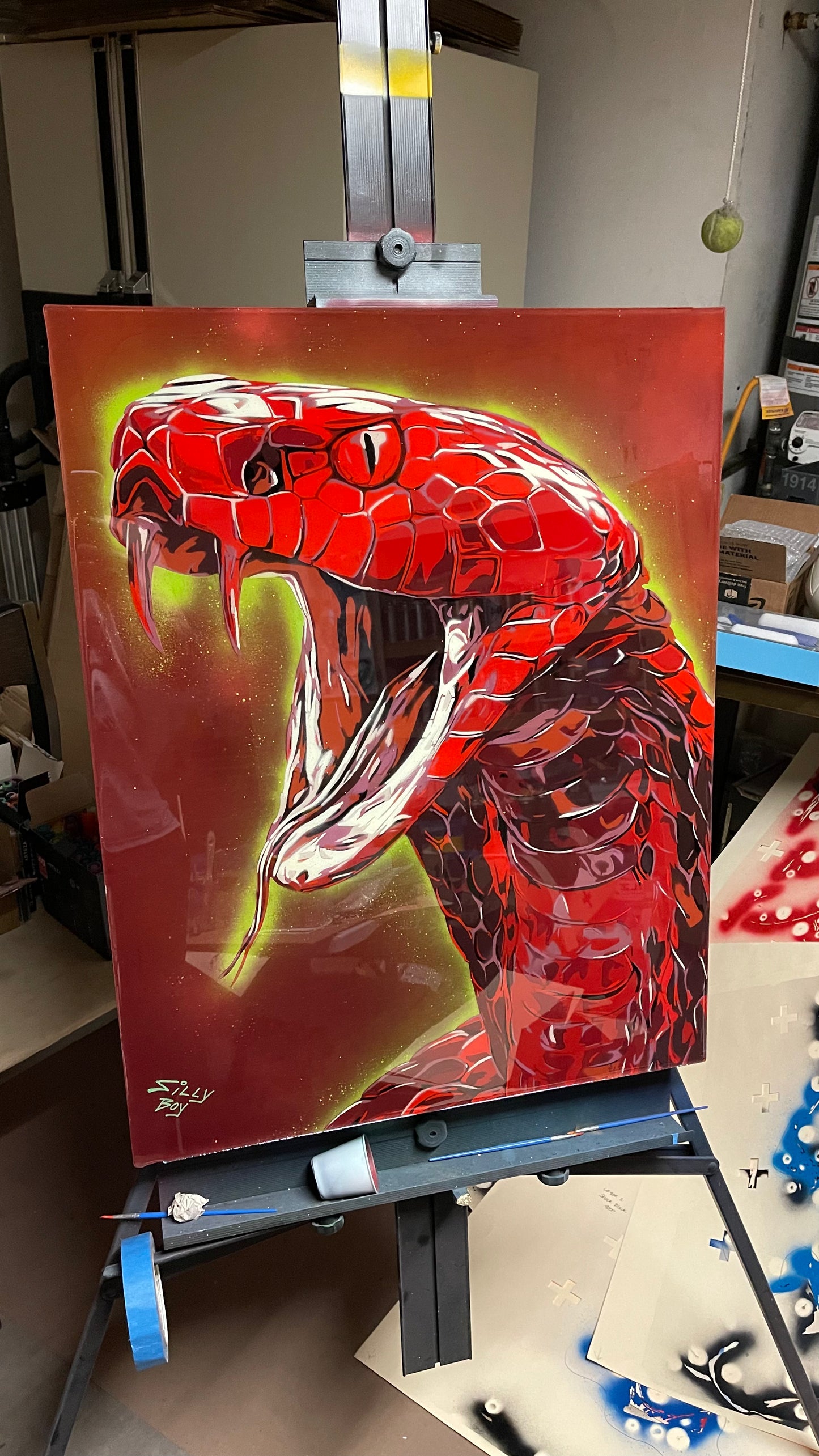 "RITUAL IN RED" 22x28 wooden canvas mixed media