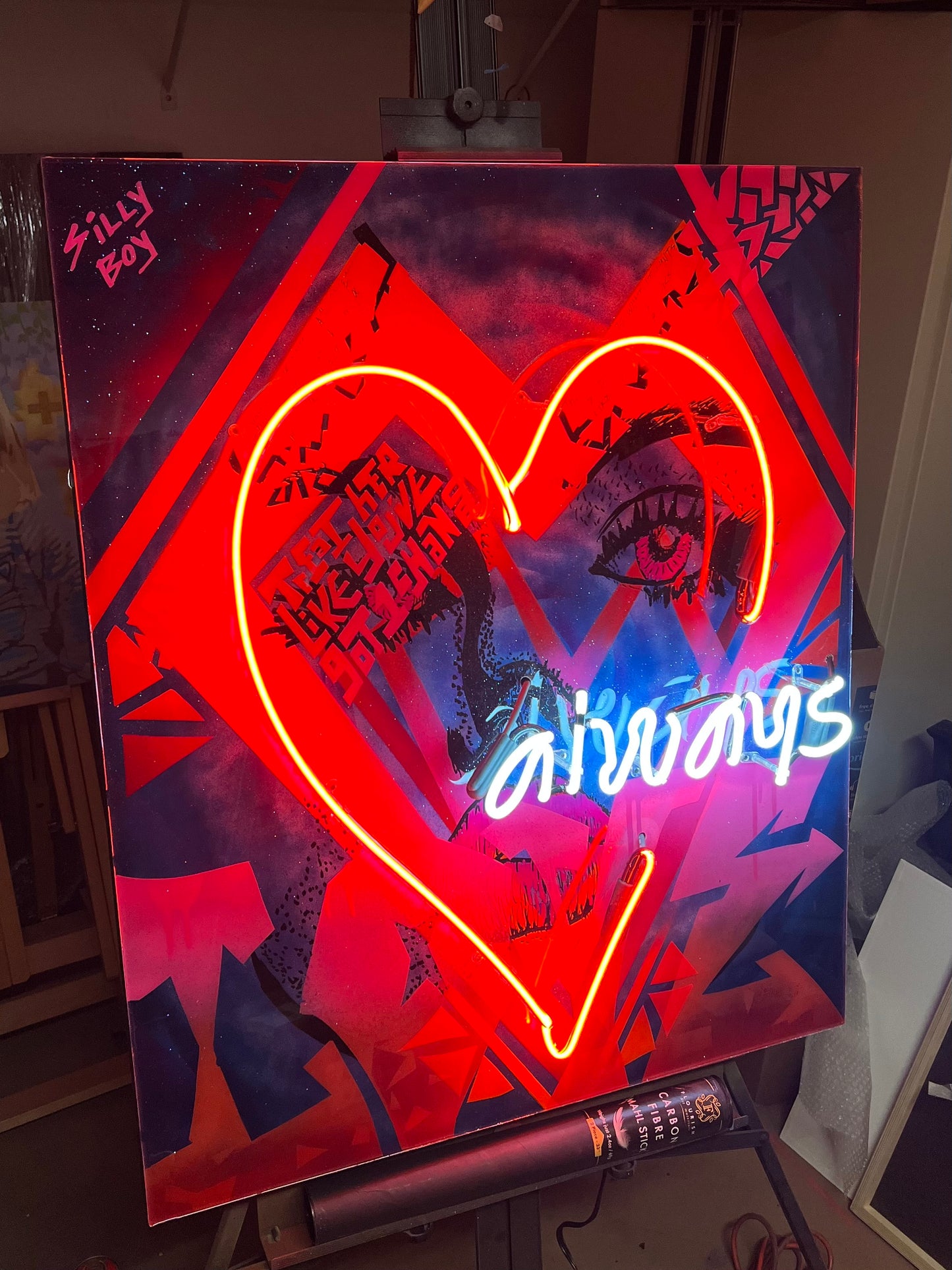 "JUST ONE MORE THING" - 30x36 wooden canvas mixed media