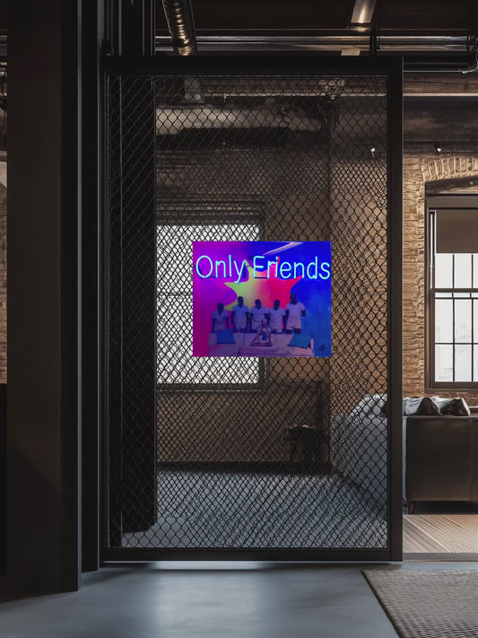 "ONLY FRIENDS" - 36x30 wooden canvas mixed media